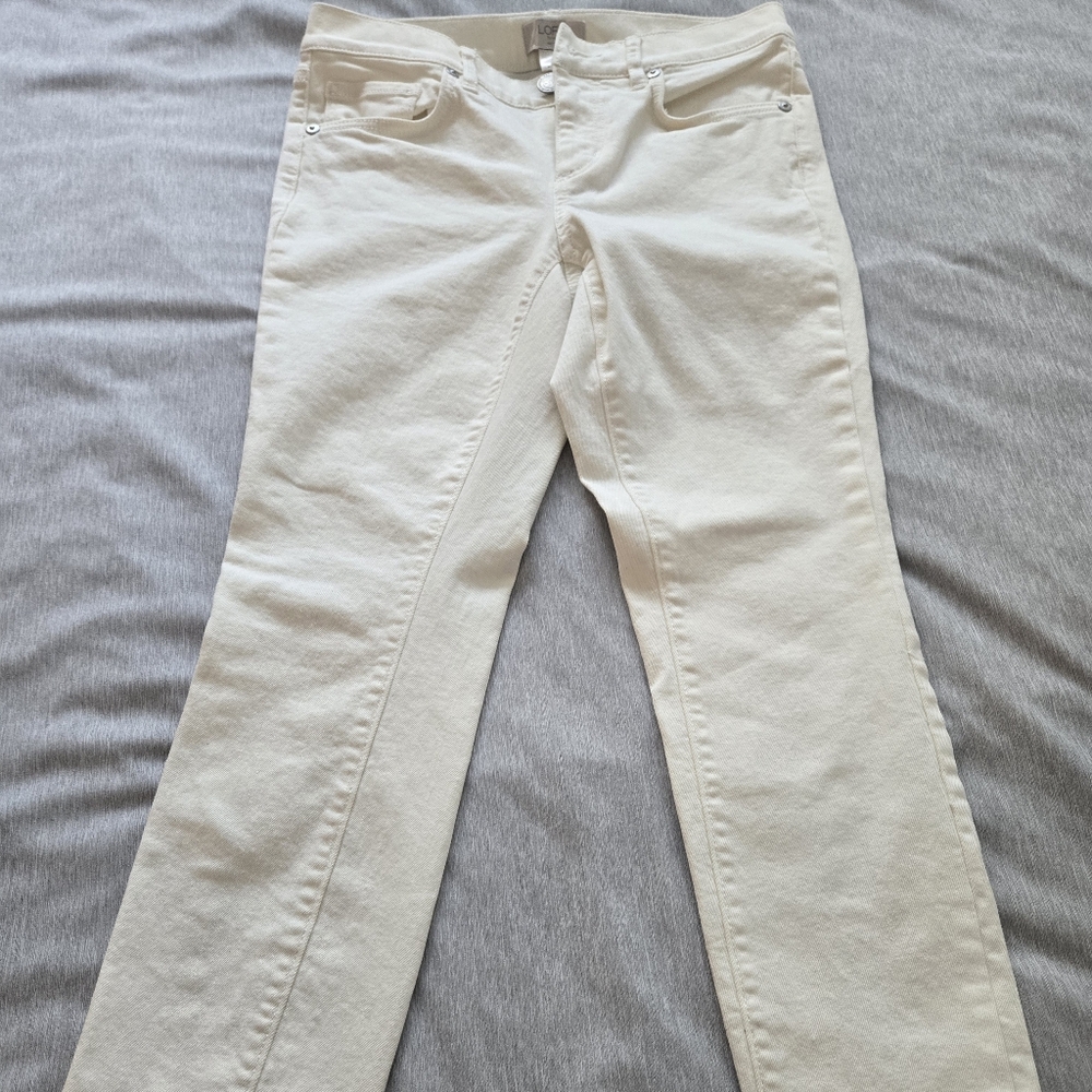 LOFT Women's 0P Strech Denim Skinny Jeans - Snowy While (Cream)
